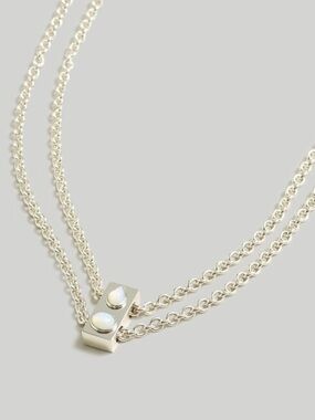 Madewell Stone Collection White Opal Double Chain Slider Necklace